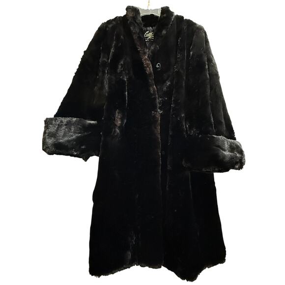 Vintage Luthel Furs Black Heavy Fur Overcoat - Women's 10 - Picture 1 of 9